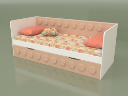 Sofa bed for teenagers with 2 drawers (Ginger)