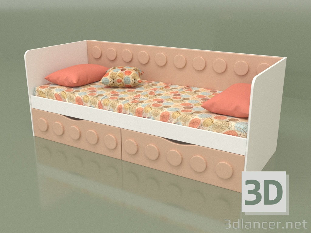 3 डी मॉडल किशोरों के लिए 2 दराज के साथ सोफा बेड (अदरक) - पूर्वावलोकन