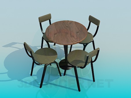 modèle 3D Table et chaises pour bar - preview