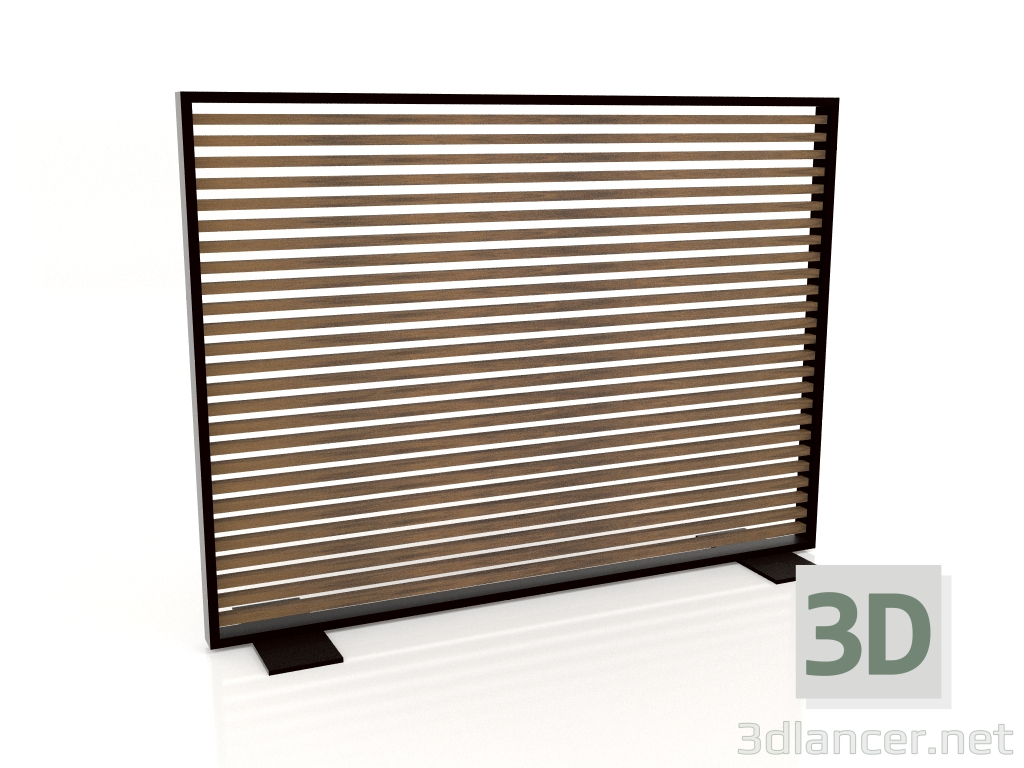 modello 3D Parete divisoria in legno artificiale e alluminio 150x110 (Teak, Nero) - anteprima