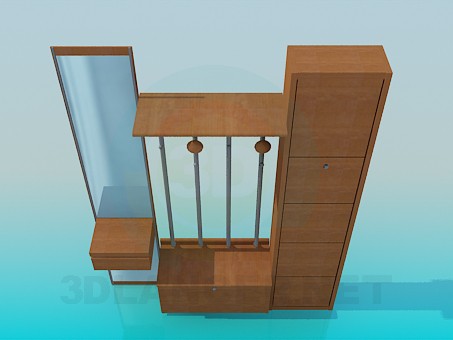 3d модель Мебельный гарнитур для прихожей – превью