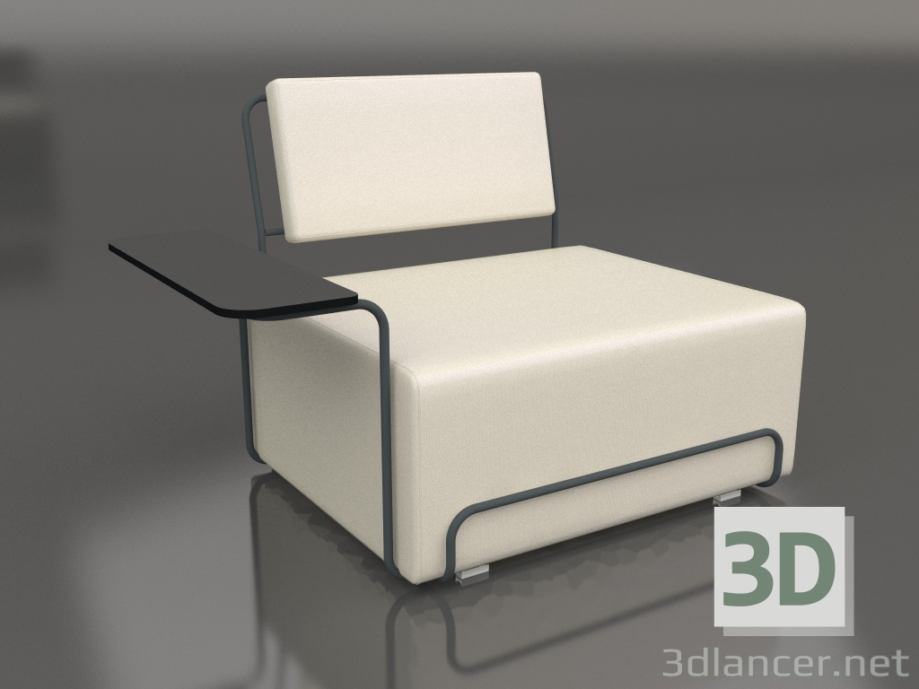 modèle 3D Chaise longue avec accoudoir gauche (Anthracite) - preview