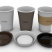 Taza de café (3 tazas y tapas de diferentes estilos) 3D modelo Compro - render