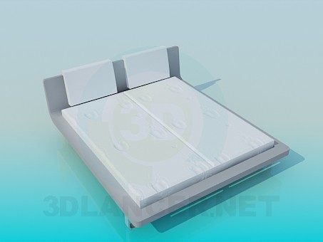 3D Modell Bett mit Ständer und eine weiche Kopfstütze - Vorschau
