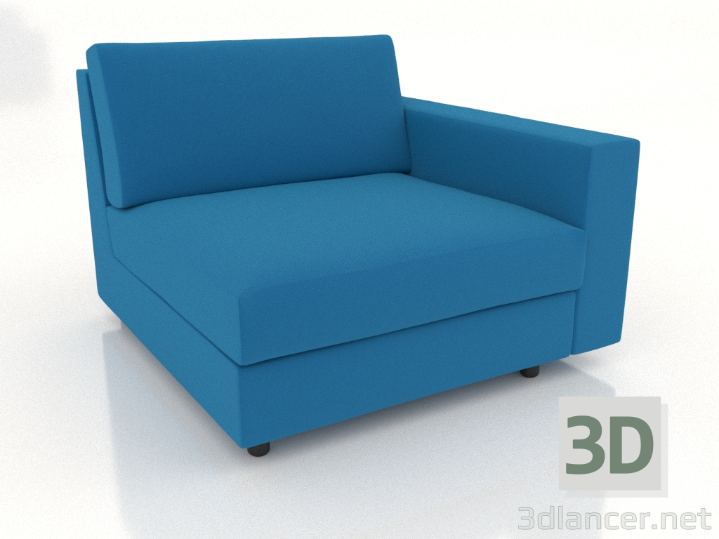 3D Modell Sofamodul 83 einzeln mit Armlehne rechts - Vorschau