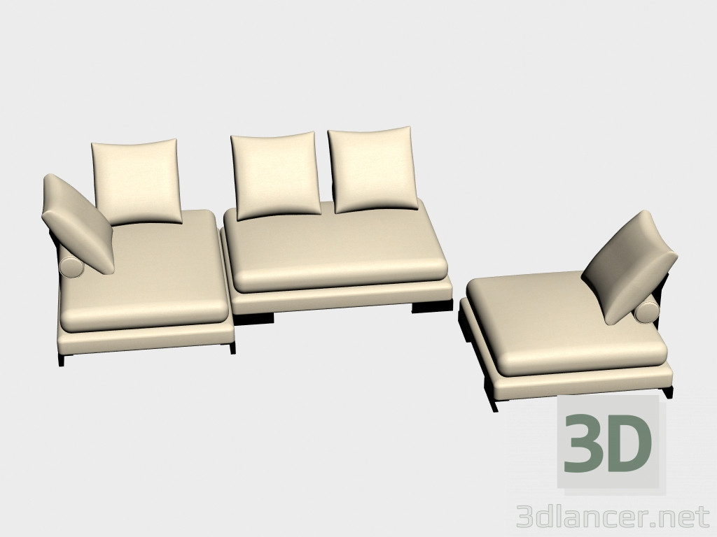 modèle 3D Site Canapé modulable (I-variante) - preview