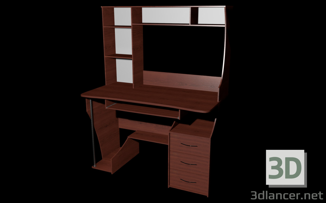 3d model escritorio de la computadora - vista previa
