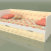 3D modeli 2 çekmeceli genç çekyat (Krem) - önizleme