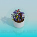 3D Modell Blumentopf mit Blumen - Vorschau
