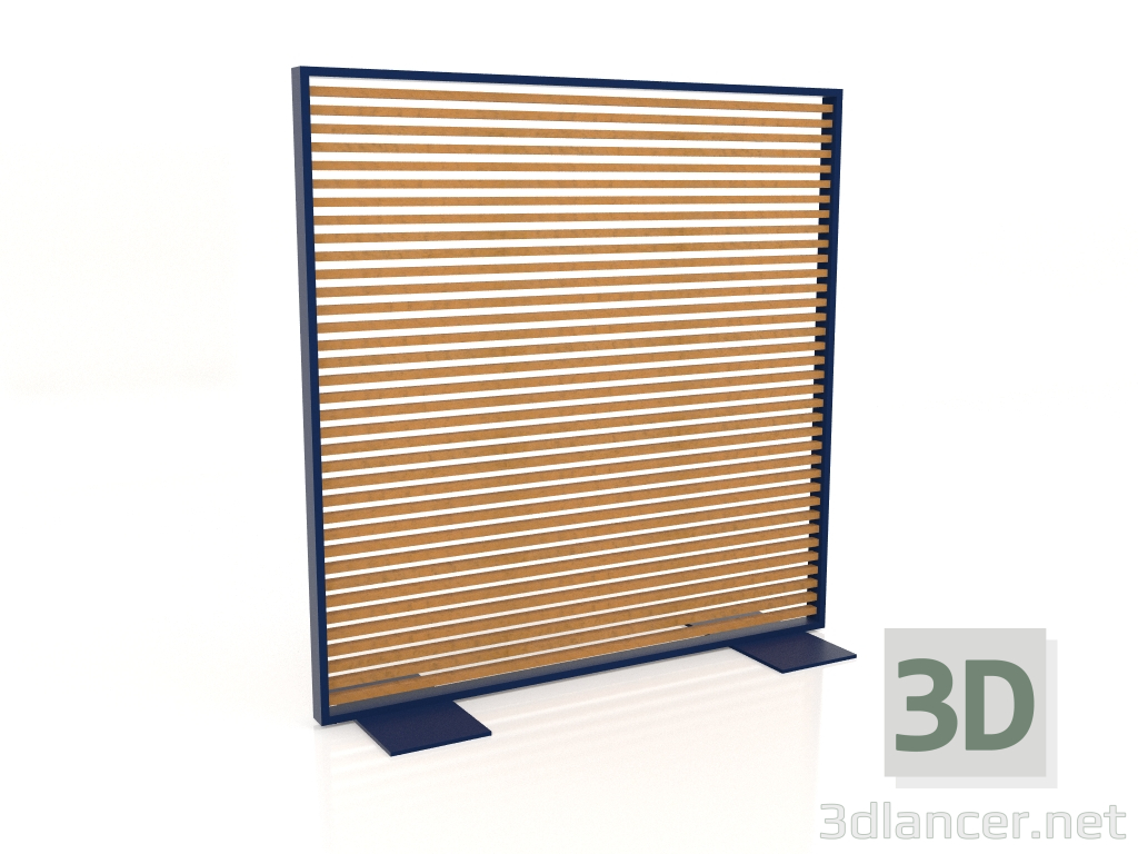 3d model Mampara de madera artificial y aluminio 150x150 (Roble dorado, Azul noche) - vista previa