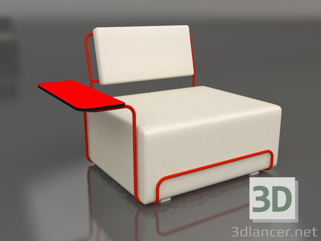3D modeli Sol kolçaklı şezlong (Kırmızı) - önizleme