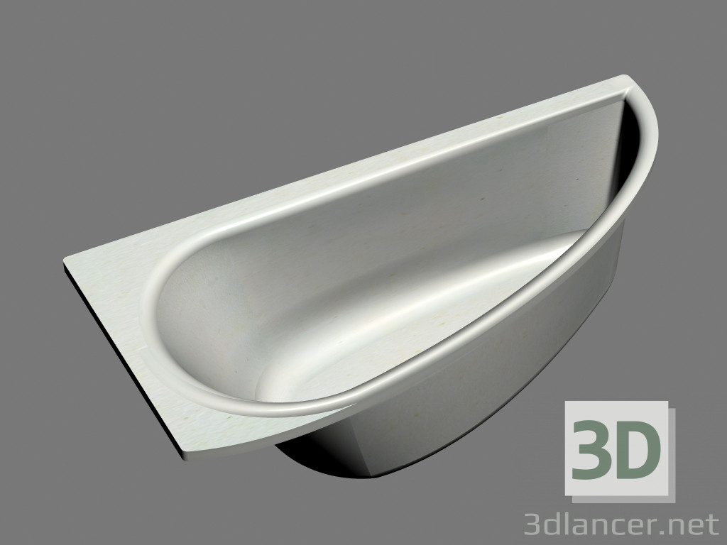 3D Modell Asymmetrische Badewanne Avocado 160 L - Vorschau