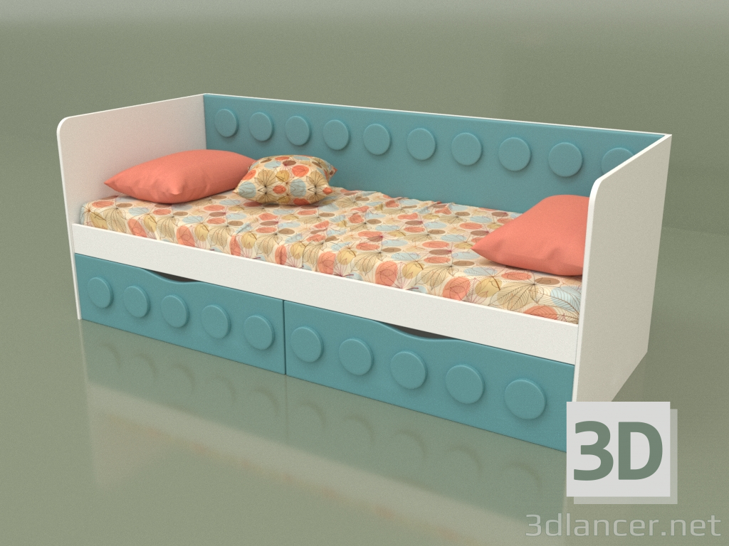 Modelo 3d Sofá-cama adolescente com 2 gavetas (Mussone) - preview