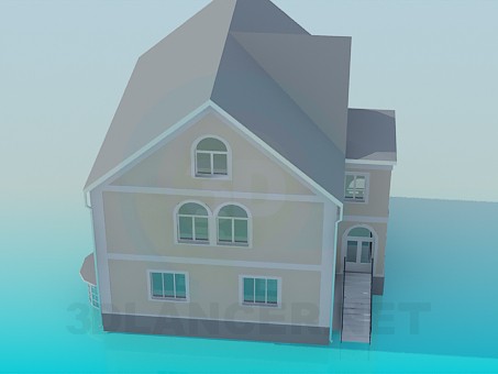 3d model Casa de 2 plantas residencial - vista previa