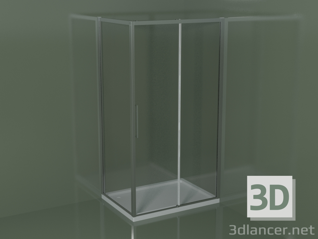 modello 3D Box doccia scorrevole ZQ + ZF 110 per piatto doccia angolare rettangolare - anteprima