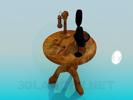 3d model Tea table with the phone and glases - preview
