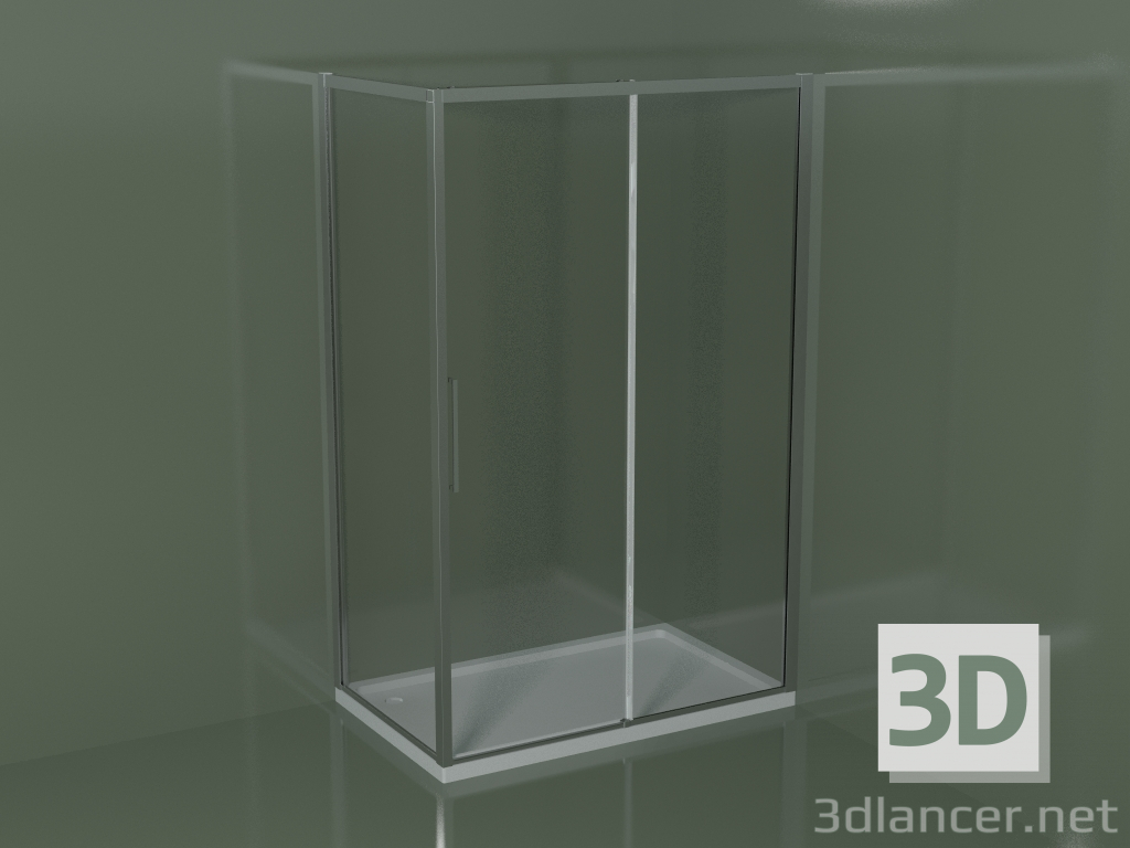 3D modeli Dikdörtgen köşe duş teknesi için sürgülü duş kabini ZQ + ZF 130 - önizleme
