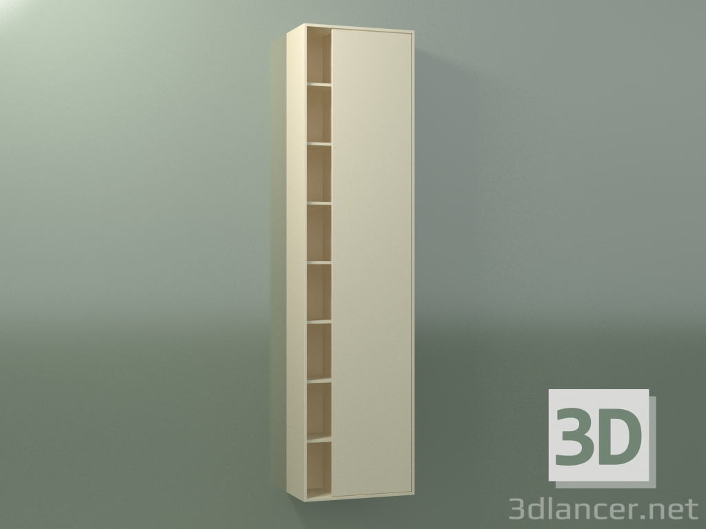 3D Modell Wandschrank mit 1 rechten Tür (8CUCFCD01, Knochen C39, L 48, P 24, H 192 cm) - Vorschau
