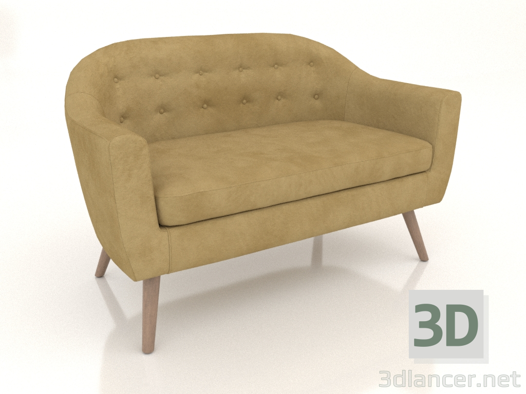 3d model Sofa Florence 2-seater (yellow saffron-walnut) - preview