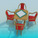 3d model Mesa con sillas rojas. - vista previa