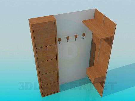 3d модель Угловой шкаф в коридор – превью
