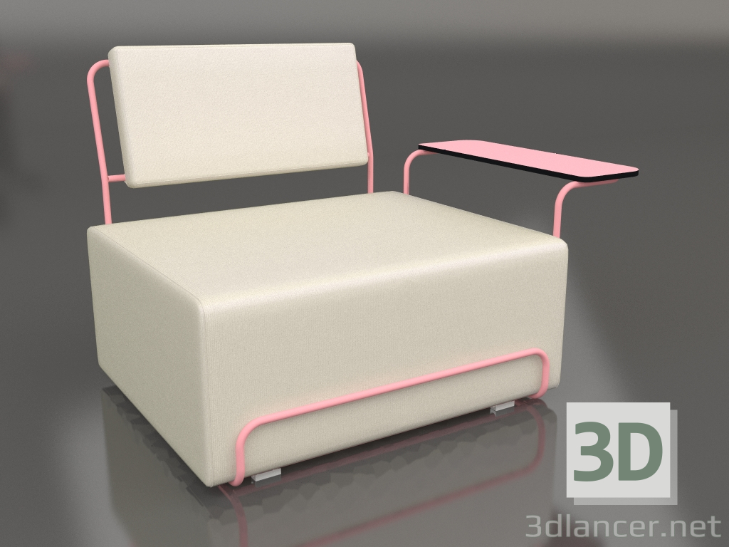 3 डी मॉडल दाहिने आर्मरेस्ट के साथ लाउंज कुर्सी (गुलाबी) - पूर्वावलोकन