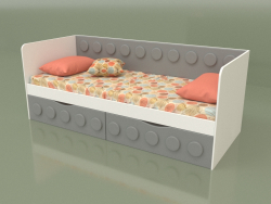 Canapé-lit pour adolescents avec 2 tiroirs (Gris)