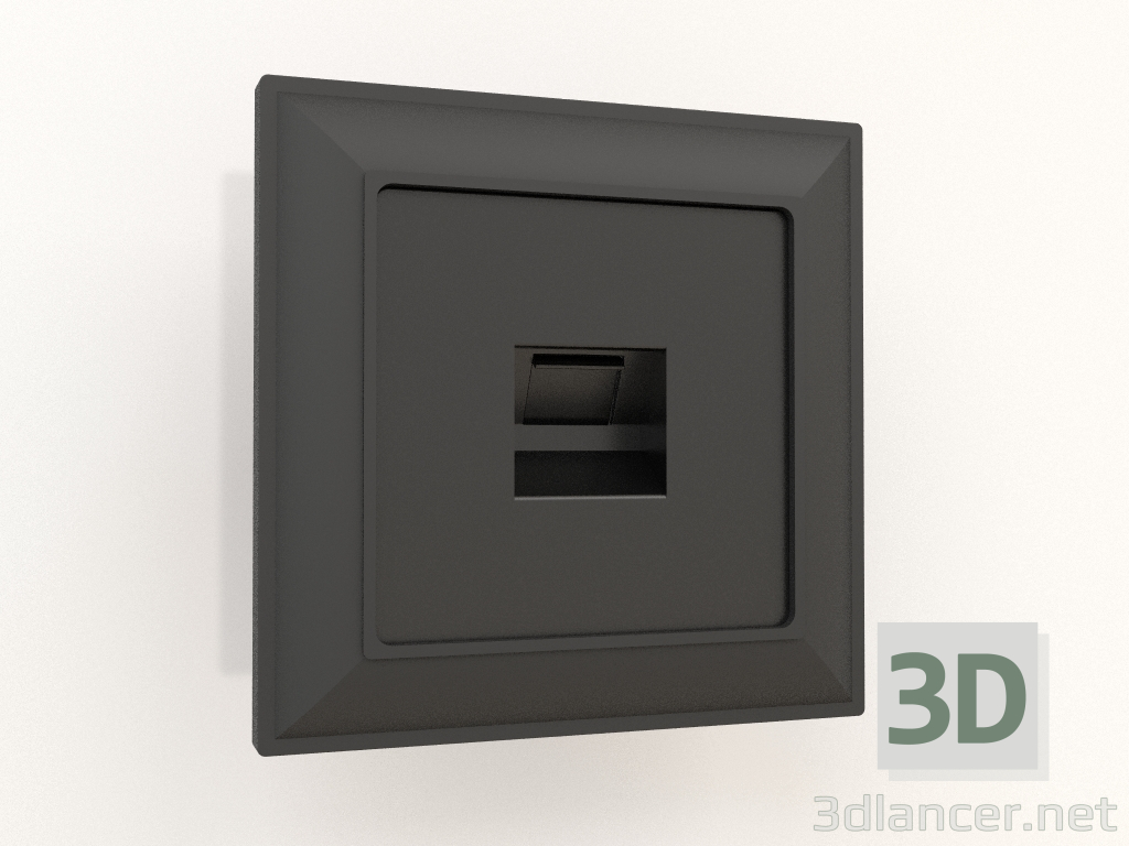 modèle 3D Prise téléphonique RJ-11 (noir mat) - preview
