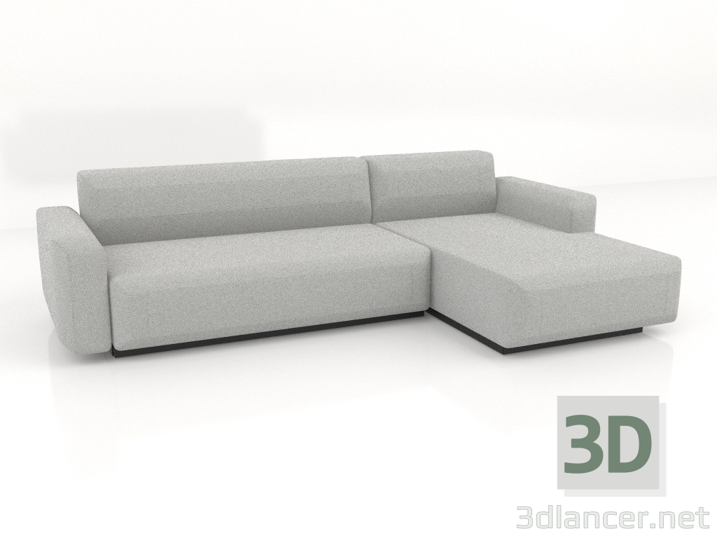 3 डी मॉडल सोफा-बेड 2.5 सीटर दाईं ओर फैला हुआ है - पूर्वावलोकन