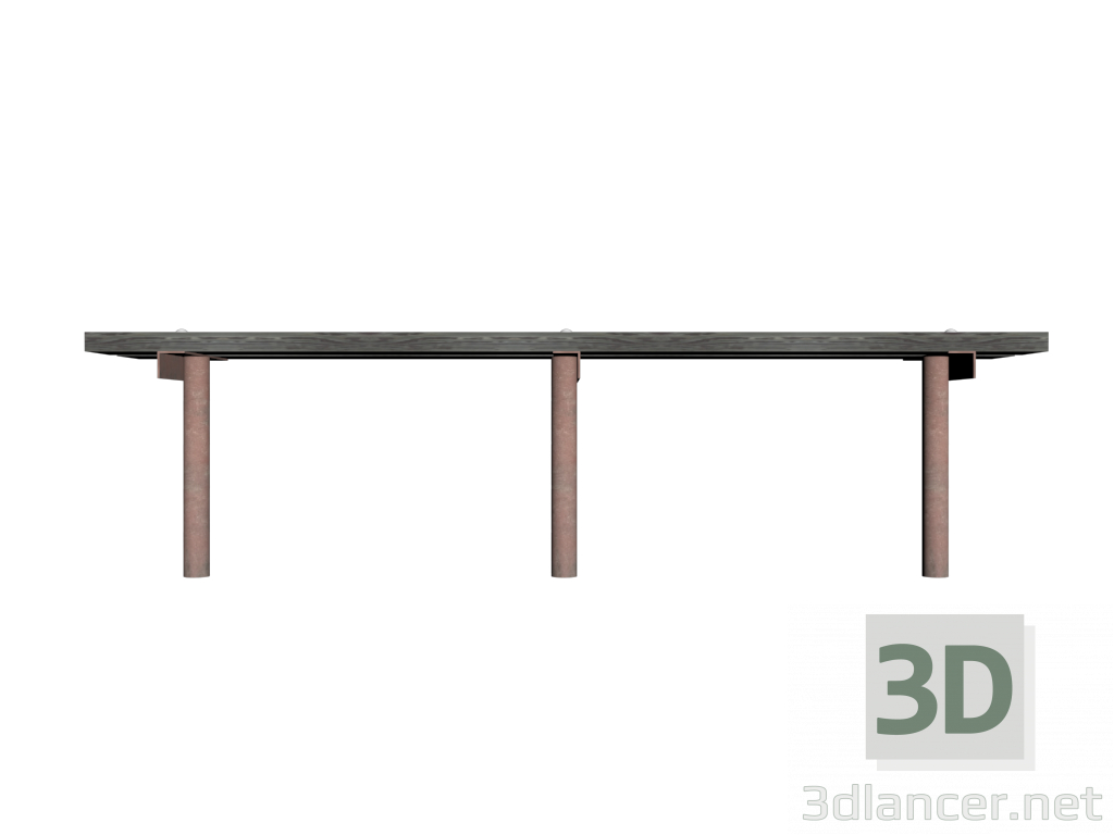 modello 3D di Panchina in legno metallo 01 comprare - rendering