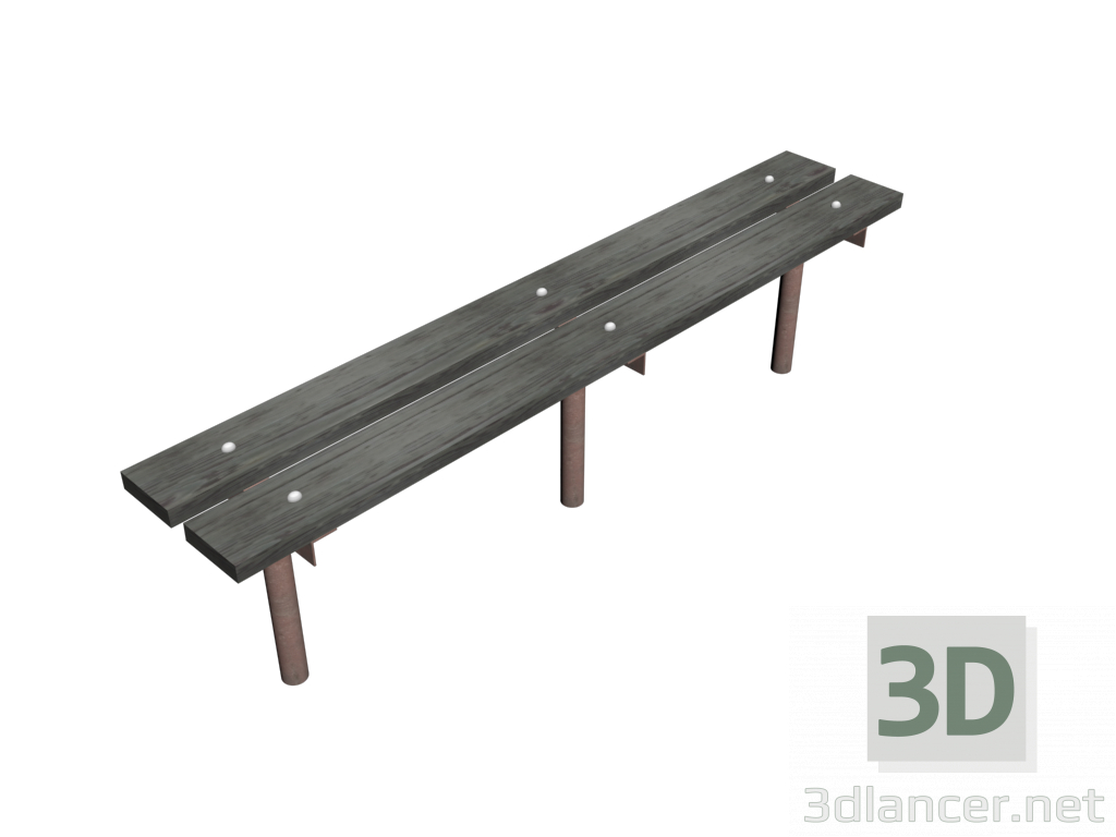 modello 3D di Panchina in legno metallo 01 comprare - rendering