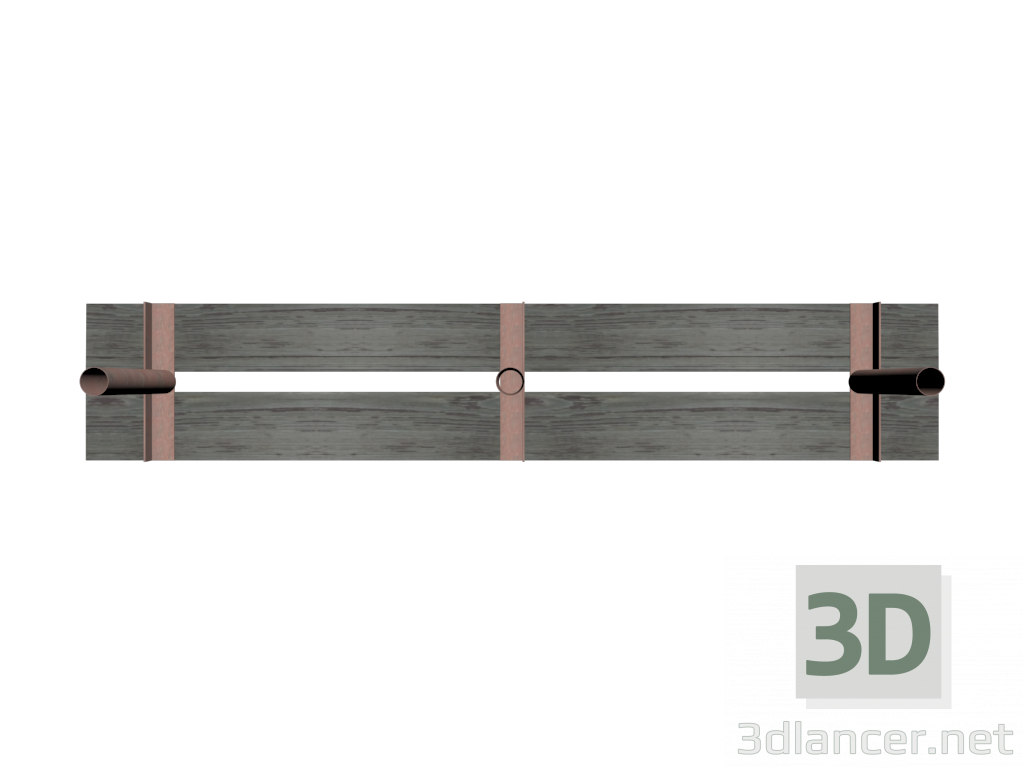 3d Bench Wooden Metal 01 model buy - render