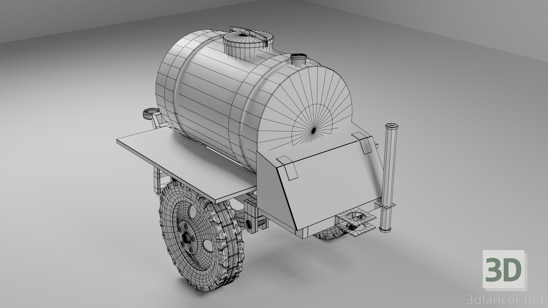 3d Barrel trailer. Beer model buy - render