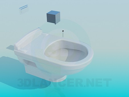 Modelo 3d Vaso sanitário com caixa de lavagem integrado na parede - preview