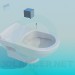 3D Modell Toilette mit Spülung Box integriert in Wand - Vorschau