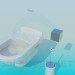 modello 3D Servizi igienici con box di lavaggio integrato nella parete - anteprima