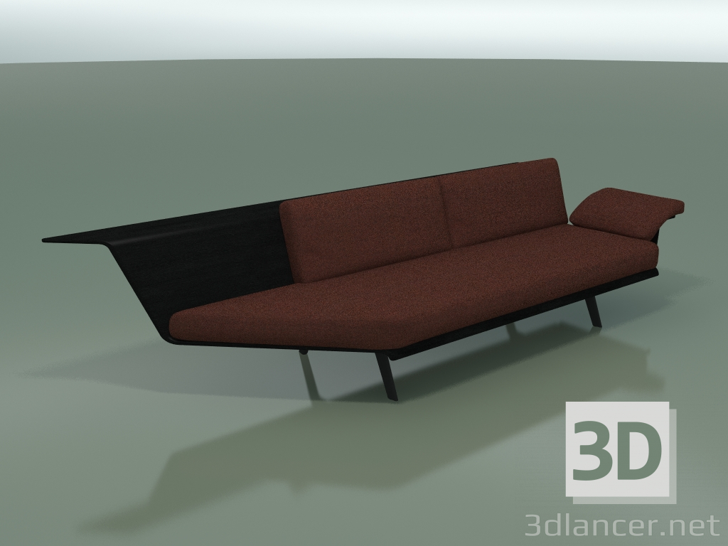 3D Modell Modul eckige Doppel Lounge 4407 (90 ° rechts, schwarz) - Vorschau