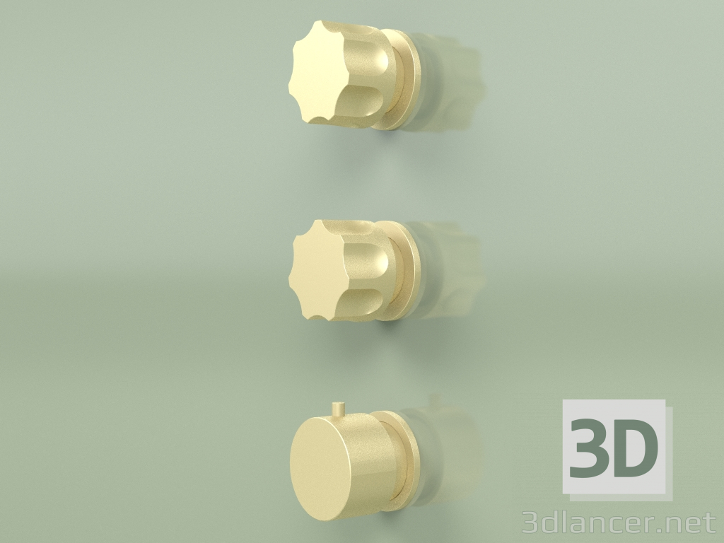 3d model Thermostatic mixer set with 2 shut-off valves (17 49 0, OC) - preview
