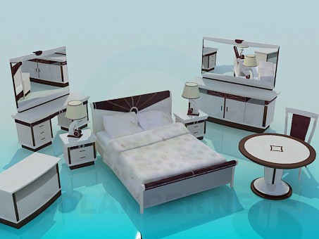 3d модель Комплект мебели для спальни – превью