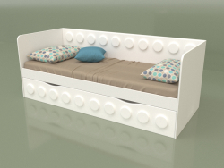 Sofá cama para adolescentes com 1 gaveta (Branco)