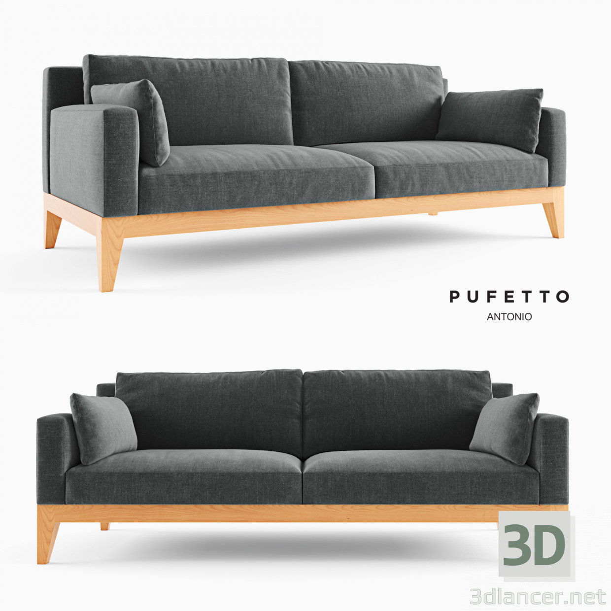 modello 3D divano moderno - anteprima