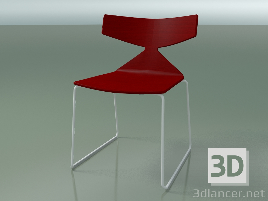 3d model Stackable chair 3702 (on a sled, Red, V12) - preview
