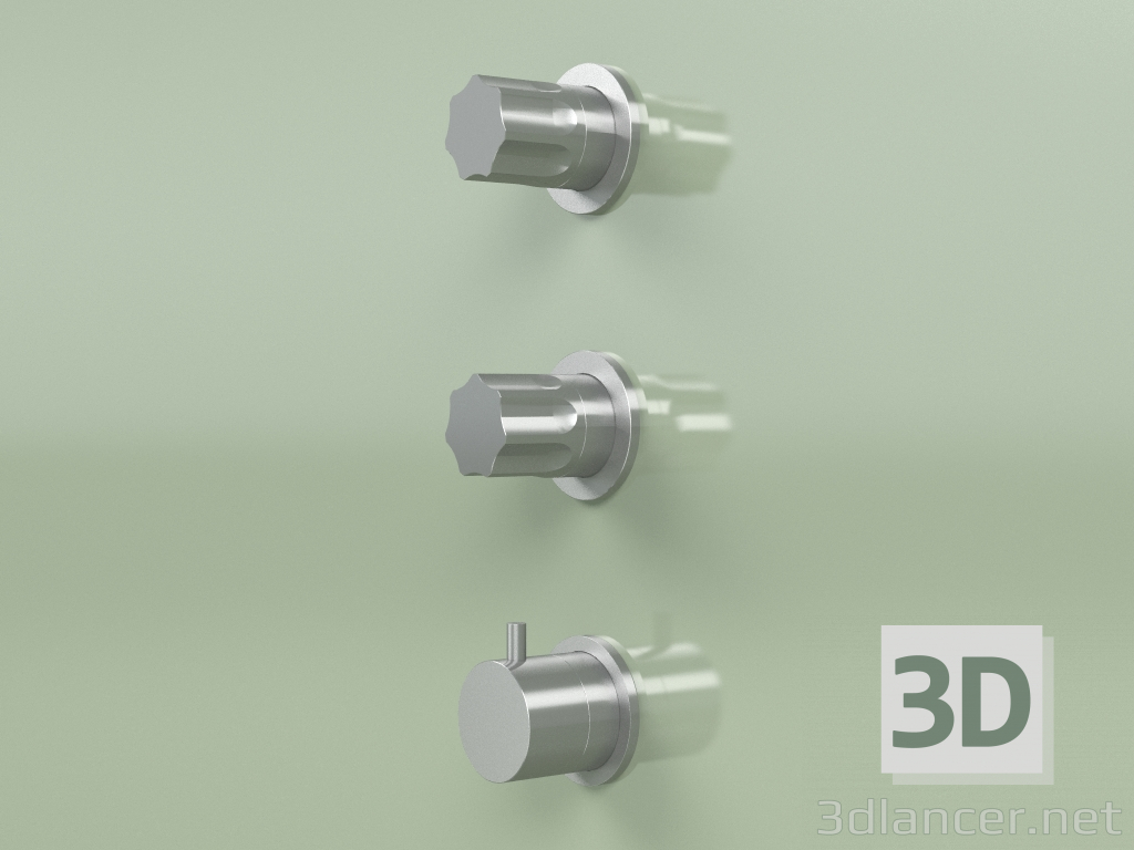 3d model Thermostatic mixer set with 2 shut-off valves (17 49, AS) - preview