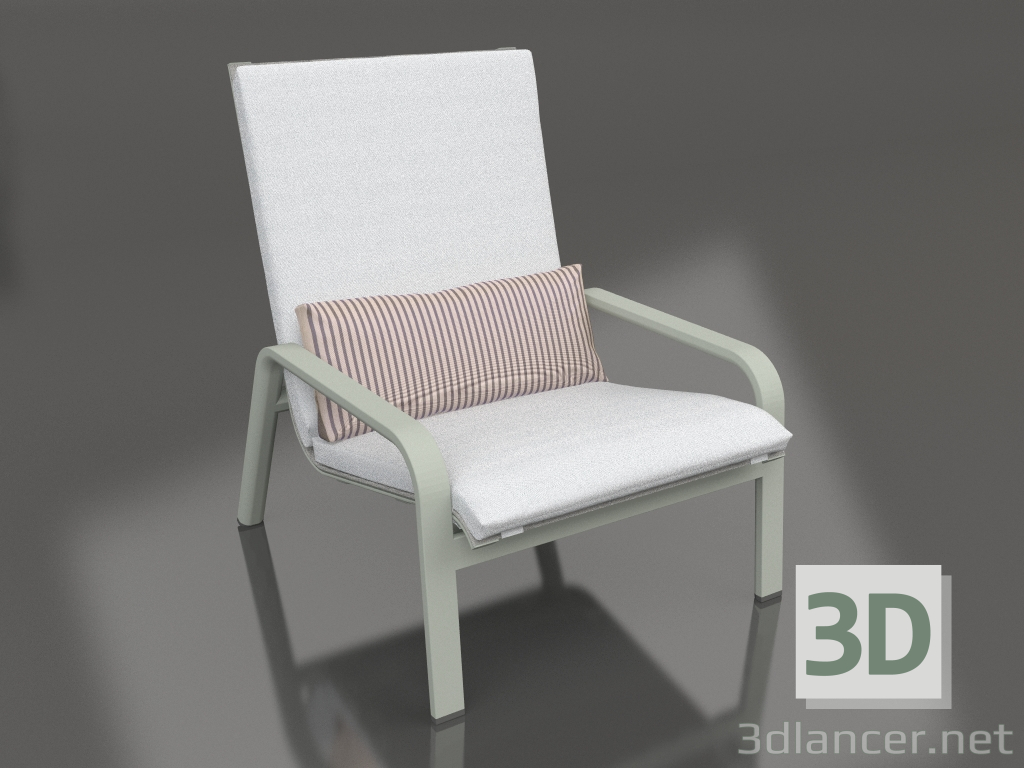 modello 3D Poltrona lounge con schienale alto (Grigio cemento) - anteprima