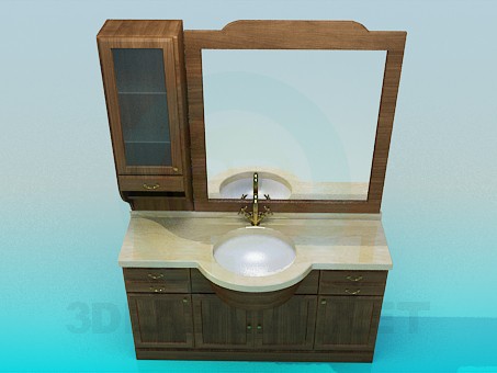 3D Modell Waschtisch, Kommode, Spiegel - Vorschau