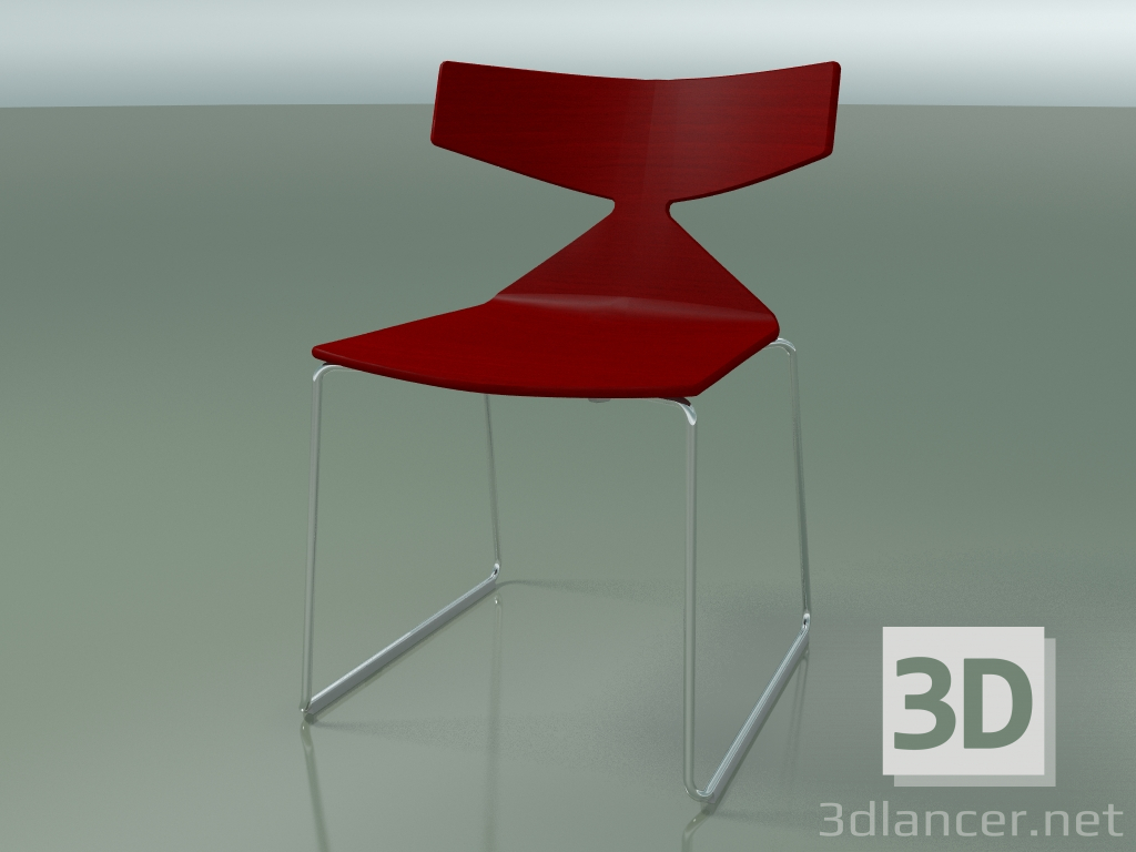 modello 3D Sedia impilabile 3702 (su slitta, rosso, CRO) - anteprima