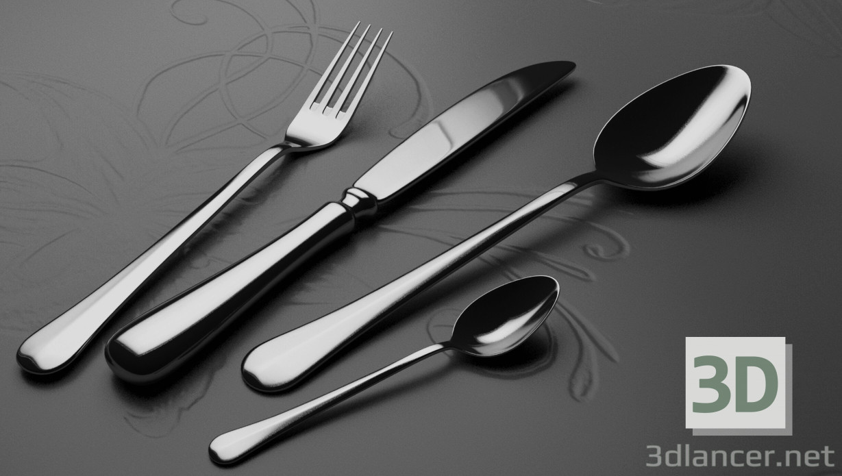 3d model cutlery - preview