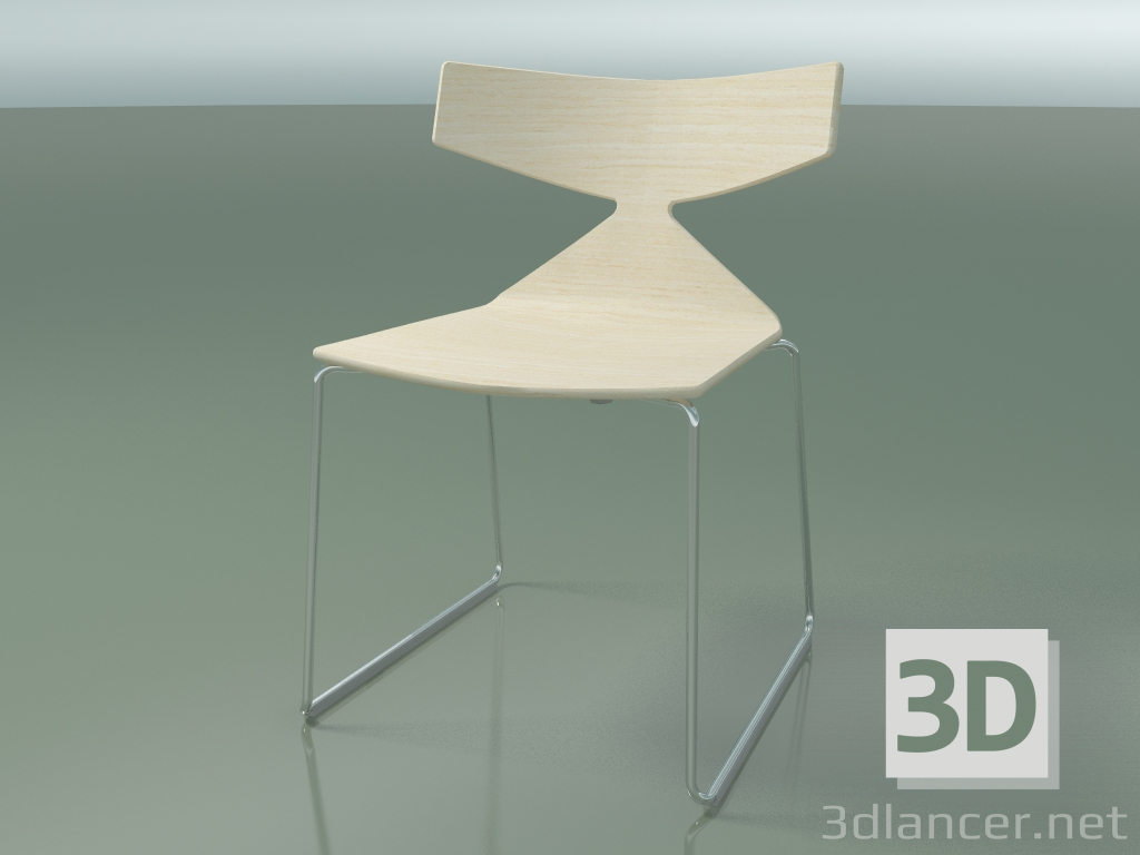 3d model Stackable chair 3702 (on a sled, White, CRO) - preview
