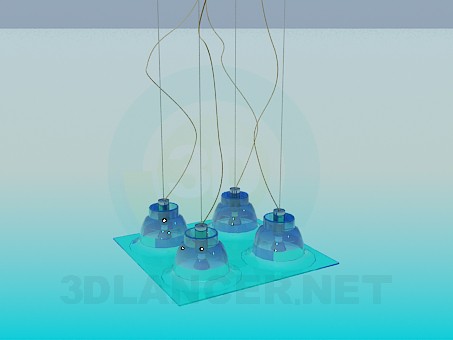 3D Modell Quadratische flache Leuchte - Vorschau