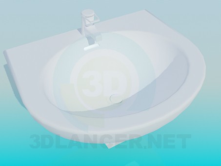 3D Modell Waschbecken mit Wasserhahn - Vorschau